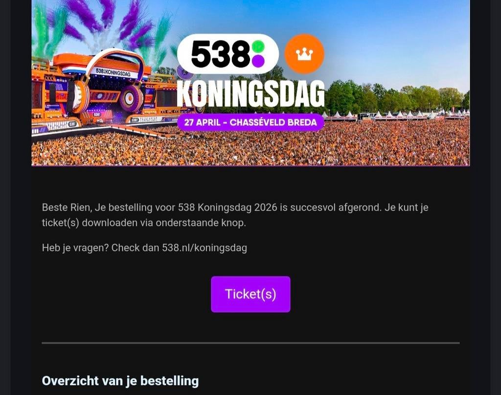 538 koningsdag, Eén persoon