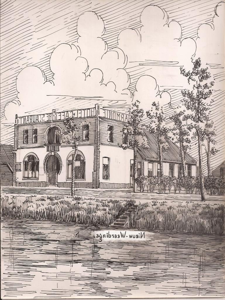 Nieuw Weerdinge Hotel Harmonie Tekening Sievers 1948, Ophalen of Verzenden