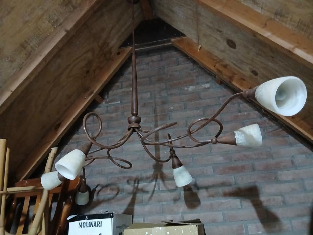 Mooie hanglamp met kelkjes - Rustiek design, Ophalen, Gebruikt, Rustiek, Klassiek, Glas