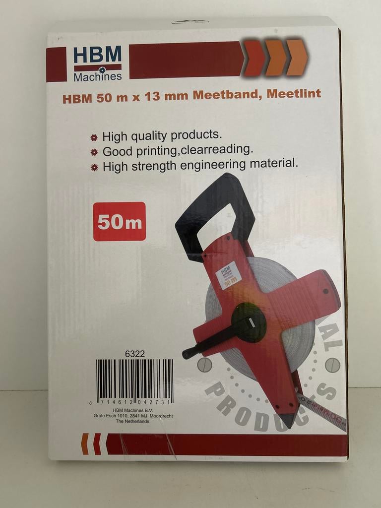 HBM 50m x 13mm Meetband / Meetlint - Nieuw in doos, Ophalen of Verzenden, Nieuw, Afstand