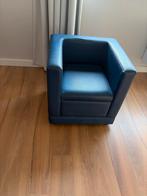 Kinder fauteuil - Blauw leer- incl verhoger, Ophalen, Kunststof, Gebruikt, Blauw