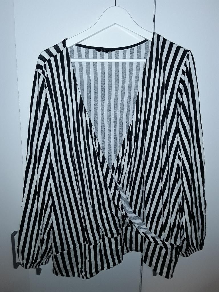 MS Mode Zwart/Wit Gestreept Shirt Maat 48, Wit, MS Mode, Gedragen, Shirt of Top