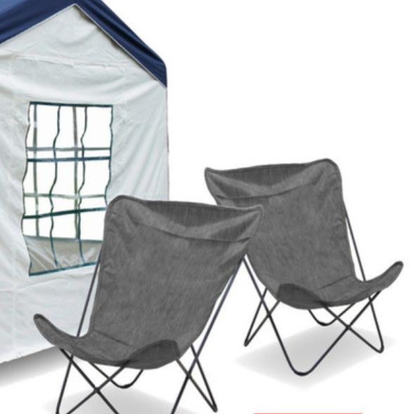 Tarrington house vlinderstoel set van 2 grijs, Caravans en Kamperen, Ophalen, Gebruikt, Campingstoel