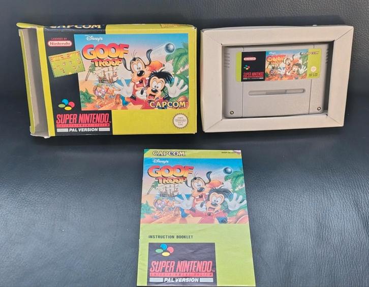 Goof Troop Super Nintendo SNES PAL Compleet CIB, Spelcomputers en Games, Games | Nintendo Super NES, Gebruikt, Puzzel en Educatief