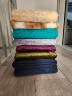 Mix van mooie stoffen: bont, vilt, leerlook, t-shirtstof, Ophalen, Gebruikt, 120 cm of meer, Beige