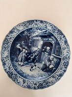 2 Grote Delfts Blauwe Borden 'naar A. v Ostade' - 34 cm, Ophalen of Verzenden