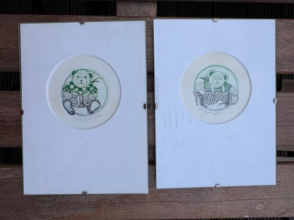 Etsen Yvonne Borgers - 2 stuks, Ophalen, 1950 - 1999, Ets, Flora en Fauna