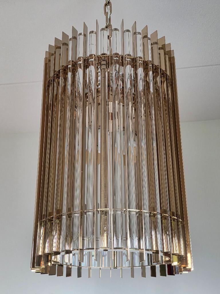 Design Glazen Hanglamp Mid Century Modern, Ophalen, 50 tot 75 cm, Design, Zo goed als nieuw