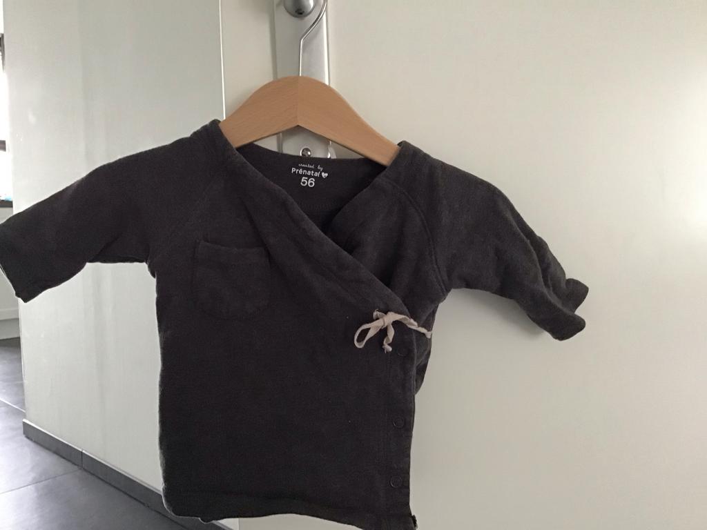 Grijs Prenatal overslagshirtje maat 56, Ophalen of Verzenden, Gebruikt, Jongetje of Meisje, Shirtje of Longsleeve