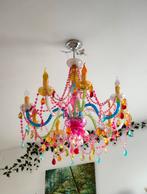 Kleurrijke Kroonluchter met Kristallen, Huis en Inrichting, Lampen | Kroonluchters, Ophalen, Gebruikt, Glas, Speels, Kleurrijk, Bohemian