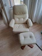 Comfortabele Draaistoel met Beensteun - Crème Leer, Ophalen, Gebruikt, Overige kleuren, Leer
