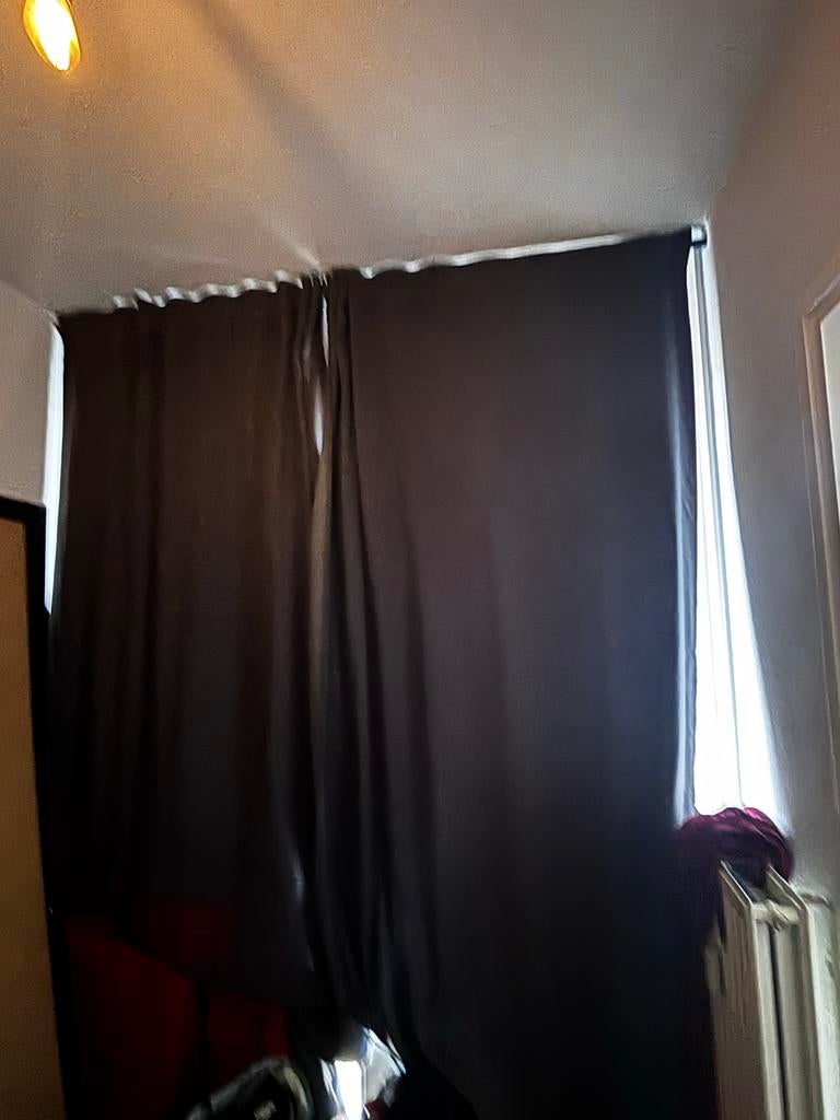 IKEA BLÅHUVA Verduisterende Gordijnen met Rails - Donkergrij, Ophalen, 100 tot 150 cm, 200 cm of meer, Zo goed als nieuw