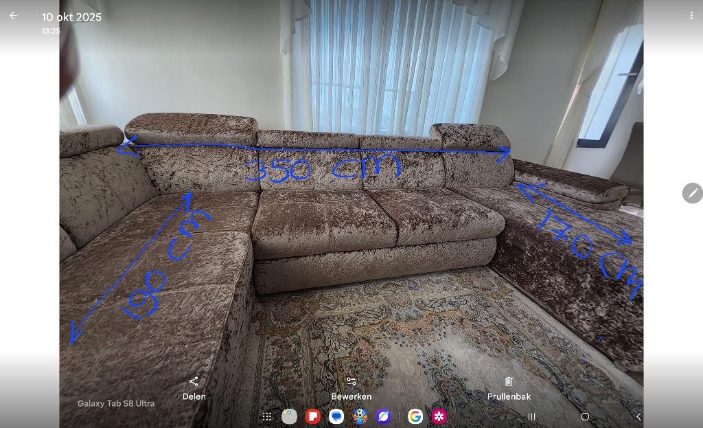 Hoekbank, Ophalen, Gebruikt, 100 tot 125 cm, Hoekbank