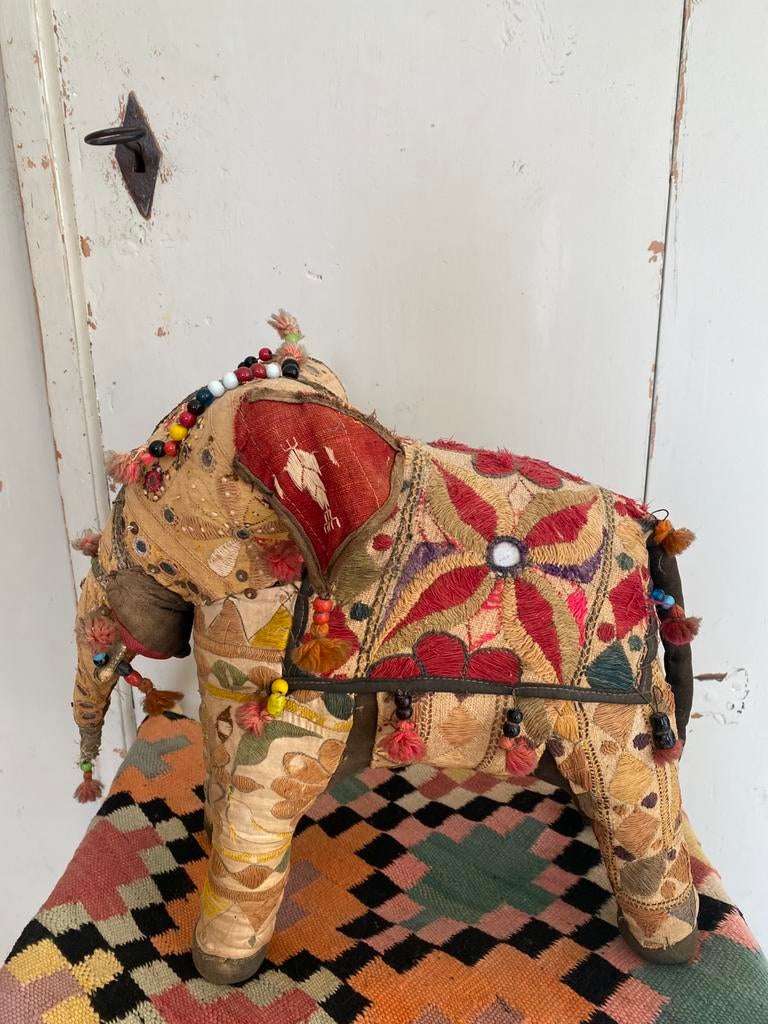 Vintage handgemaakte patchwork olifant uit de jaren ‘70, Ophalen of Verzenden