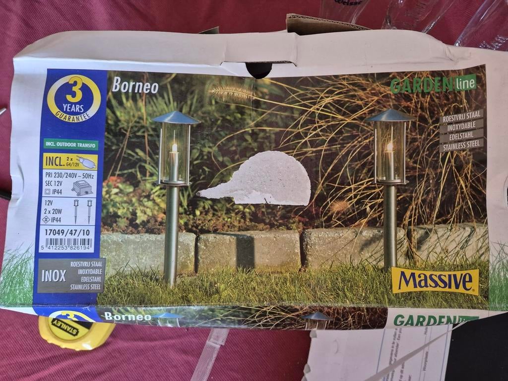 Massive Borneo Tuinlampen Set - RVS Buitenverlichting, Tuin en Terras, Buitenverlichting, Nieuw, Vloerlamp, Rvs, Minder dan 50 watt