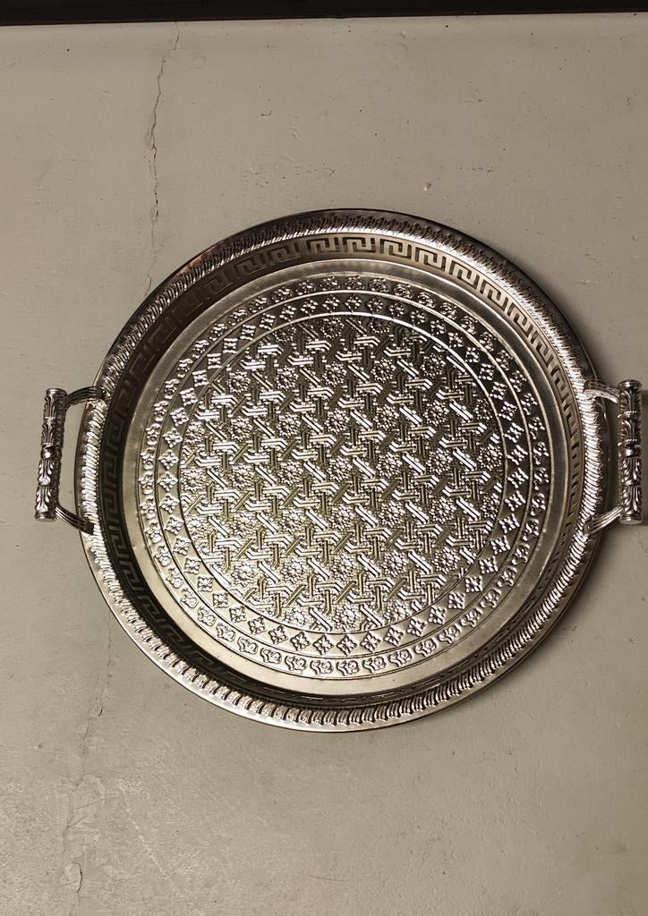 2 stuks nieuwe zilver dienbladen/ schalen diameter 38 cm, Ophalen of Verzenden, Nieuw