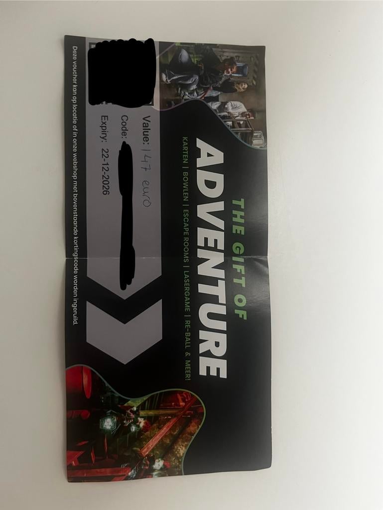 Voltage Indoor Entertainment 147€ cadeaukaart, Drie personen of meer, Cadeaubon, Overige typen