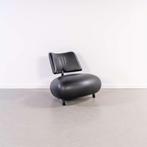 1x Leolux Pallone Fauteuil + Hocker Zwart Leer – Zwart Frame, Niet ingevuld, Niet ingevuld, 75 tot 100 cm, Ophalen of Verzenden