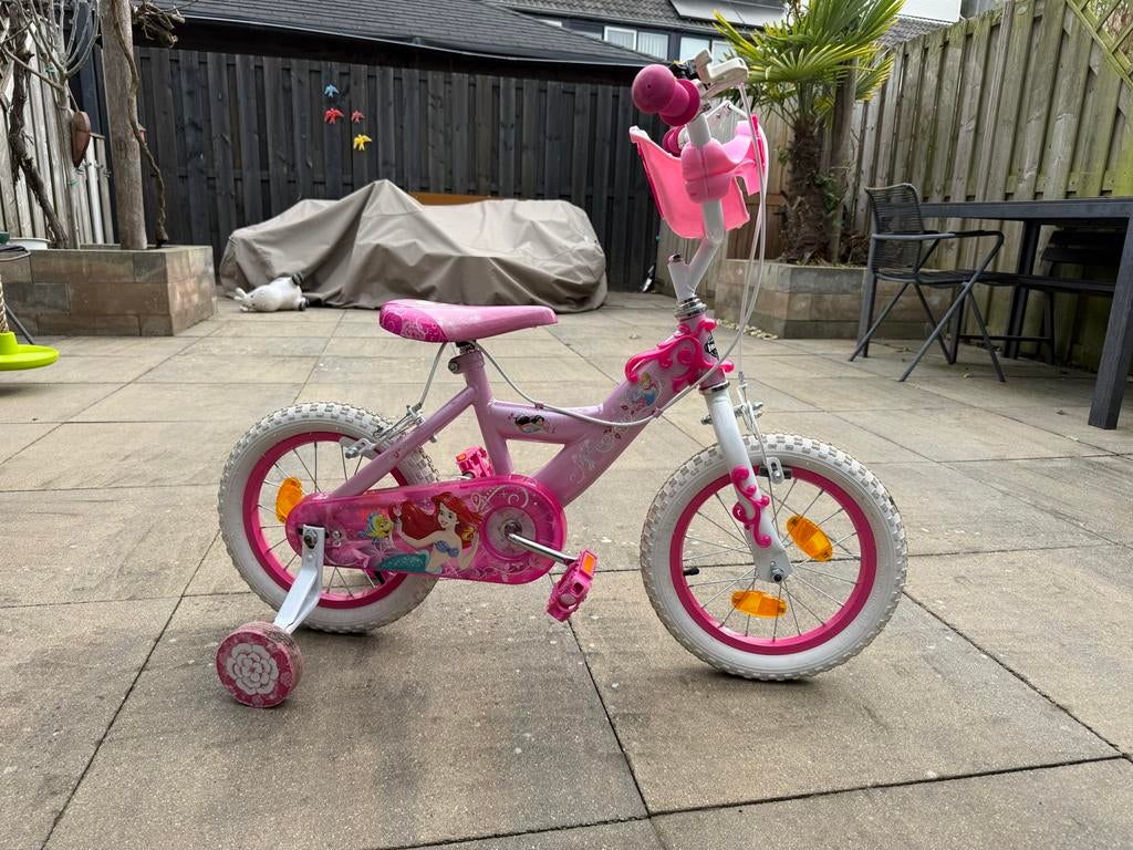Kinderfiets 14 inch Disney Prinsessen met zijwieltjes, Fietsen en Brommers, Fietsen | Kinderfietsjes, Ophalen of Verzenden, Gebruikt
