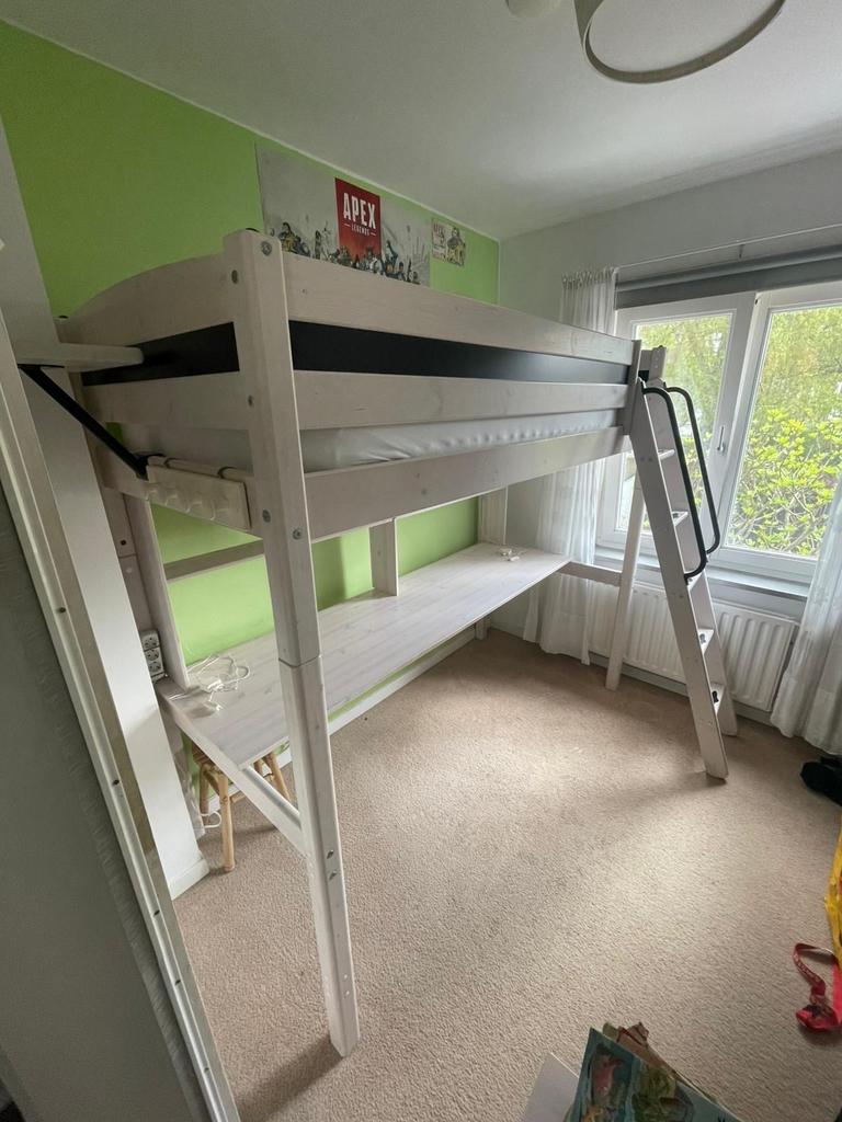 Hoogslaper met bureau, ladenblok en optionele kast, Huis en Inrichting, Slaapkamer | Stapelbedden en Hoogslapers, Eenpersoons