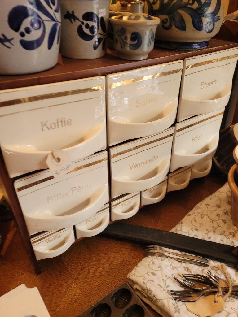 Zeer oud Hollands keukenrek, kruidenrek met gruttersbakken, Antiek en Kunst, Ophalen of Verzenden