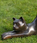 GROTE STREKKENDE POES / KAT / BRONZEN TUINBEELD, Dierenbeeld, Nieuw, Info@huisentuindecoratiemarie.nl, Huis en tuin decoratie marie