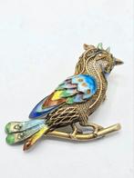 Prachtige Antieke Filigrain Zilveren Vogel broche Met Emaill, Verzenden, ., Zo goed als nieuw, .