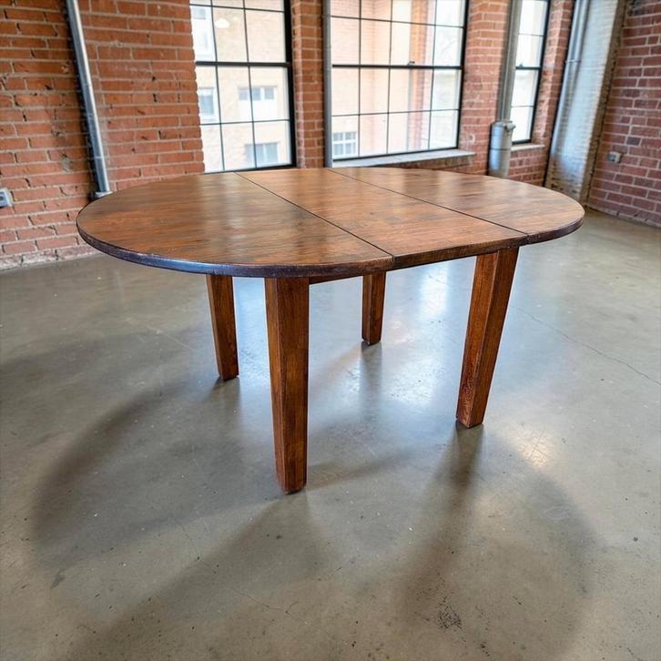 vintage houten ronde / ovalen tafel, Antiek en Kunst, Curiosa en Brocante, Ophalen