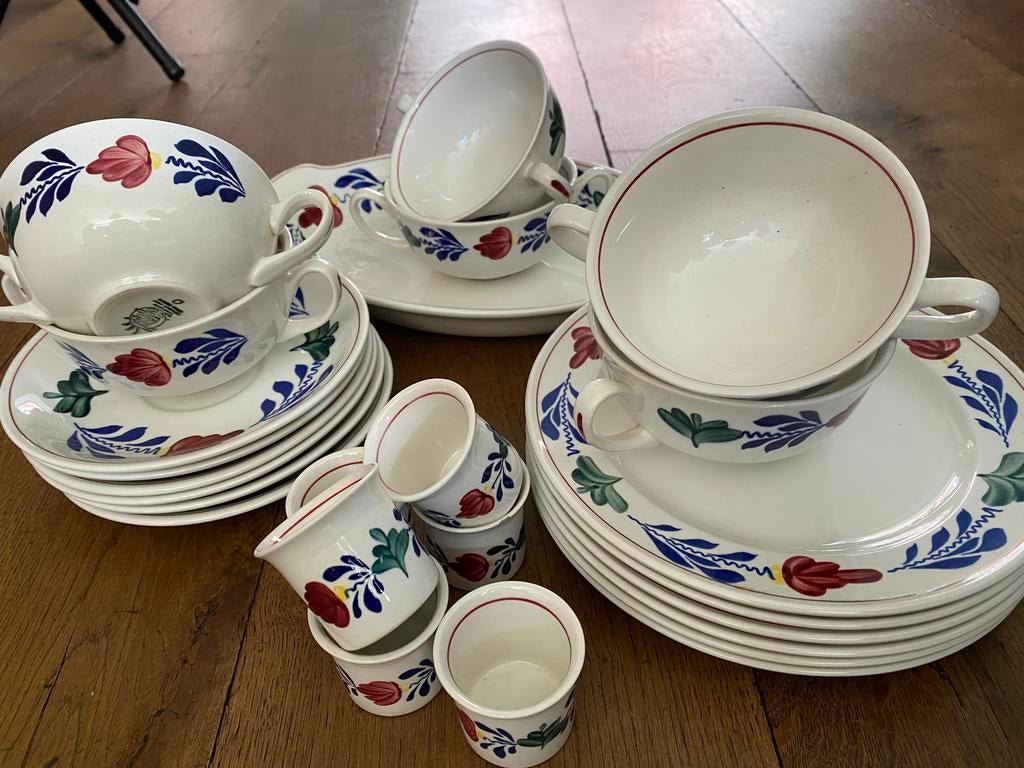 Boerenbont servies van Boch, Huis en Inrichting, Keuken | Servies, Ophalen, Gebruikt, Kop(pen) en/of Schotel(s), Aardewerk