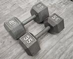 Old school Hexa dumbells cast iron totaal 75lbs, Ophalen, Dumbbell