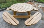 Ronde houten picknicktafel - 8-persoons - nieuwstaat, Ophalen, Zo goed als nieuw, Rond, Hout