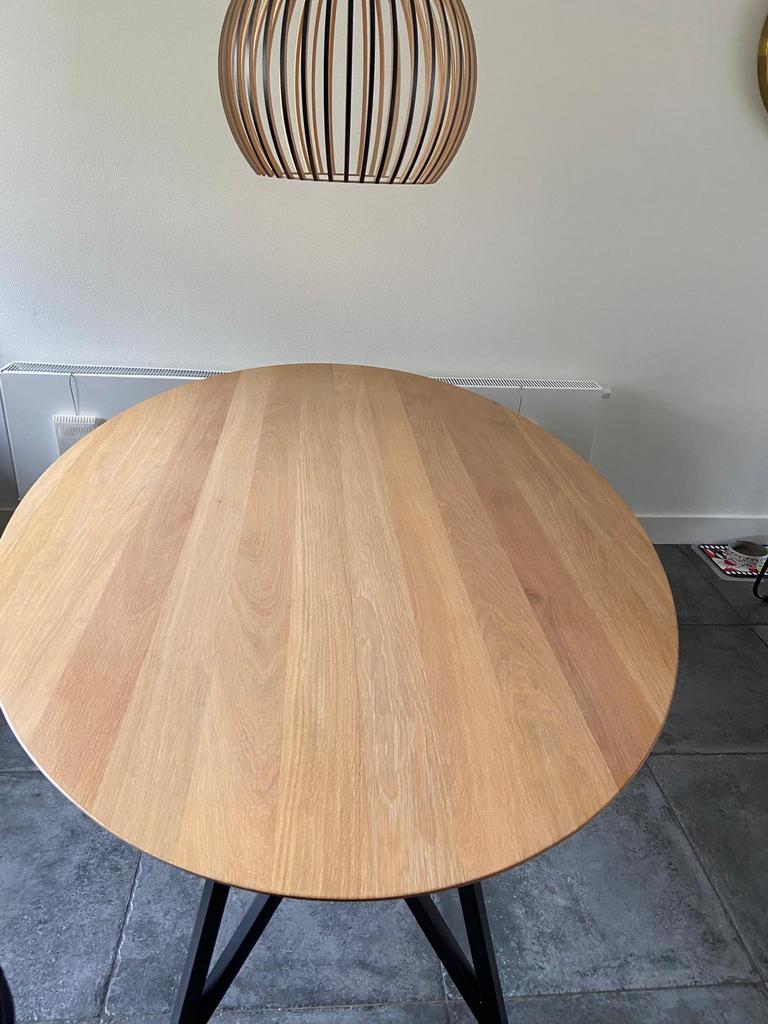 Ovale design tafel  Studio Henk, Ophalen, 100 tot 150 cm, Eikenhout, 200 cm of meer