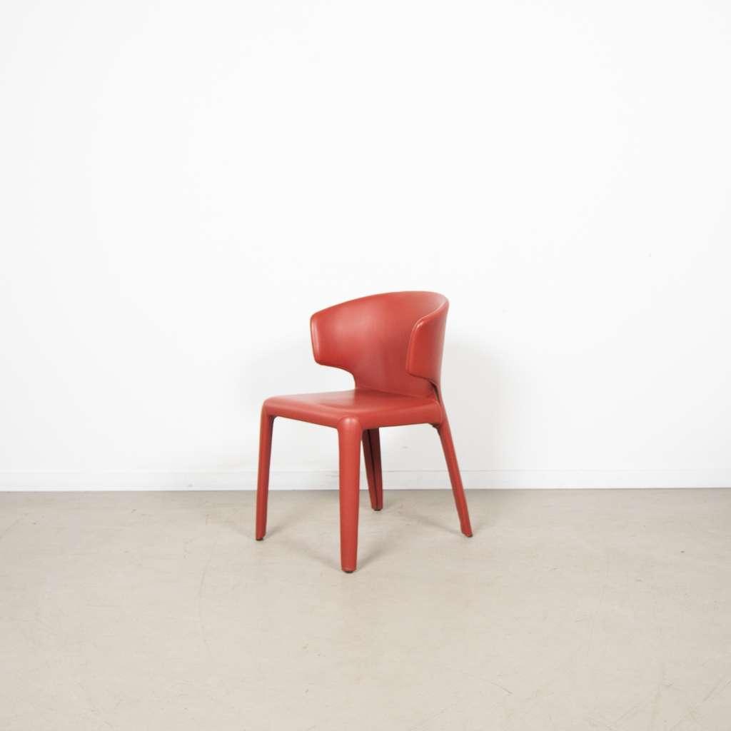 4x Cassina Hola Stoel Rood Leer, Niet ingevuld, Niet ingevuld, Leer, Zo goed als nieuw