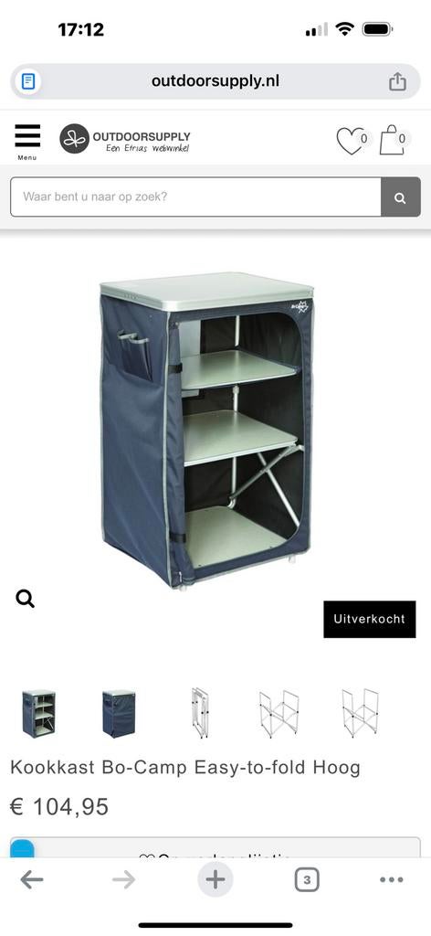 Camping kookkast bocamp, Ophalen, Zo goed als nieuw, Campingstoel