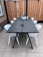 Eettafel met Allibert Akola kuipstoelen, Tuin en Terras, Tuintafels, Ophalen, Gebruikt, Rechthoekig, Kunststof