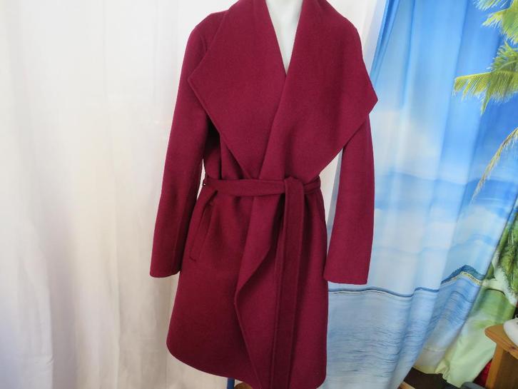 Bordeaux wolmix open wrap jas mt 40 Marie Philippe, Kleding | Dames, Jassen | Winter, Gedragen, Maat 38/40 (M), Rood, Ophalen of Verzenden