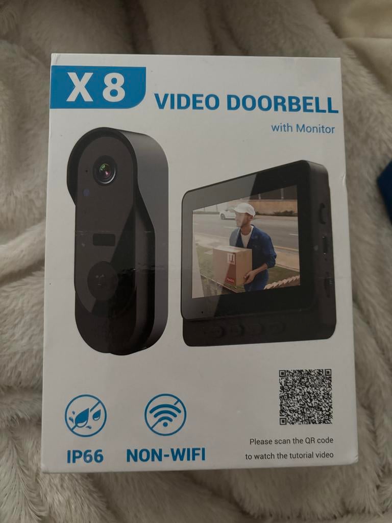 Nieuwe X8 Video Deurbel met Monitor - Draadloos & IP66, Ophalen of Verzenden, Bewegingsdetectiesensor, Nieuw, Draadloos