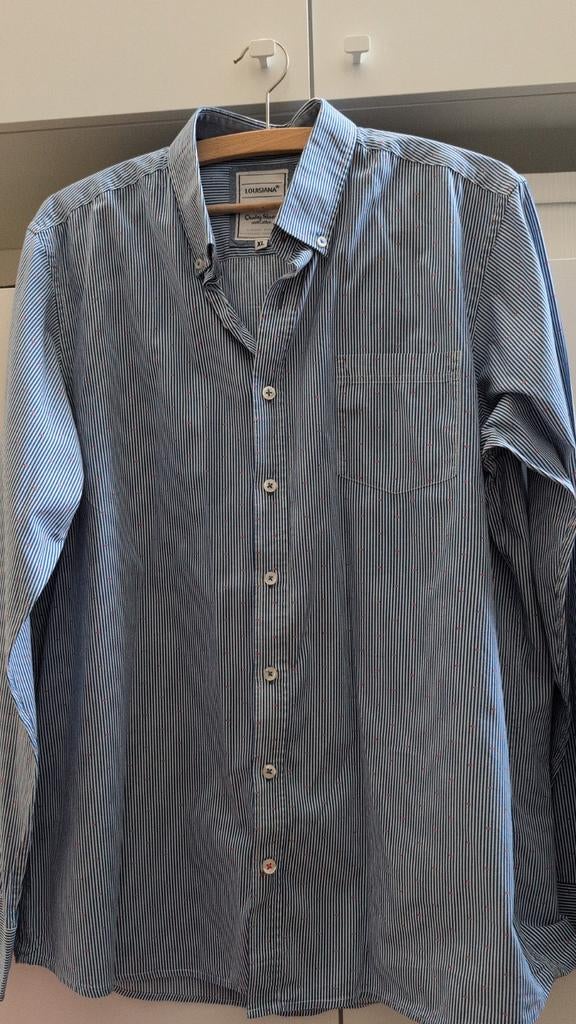 Blauw gestreept overhemd (Louisiana) maat XL, Kleding | Heren, Blauw, Ophalen of Verzenden, Zo goed als nieuw, Halswijdte 43/44 (XL)