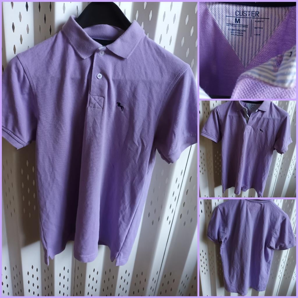 Custer Lila heren Poloshirt Shortsleeve Maat M, Maat 48/50 (M), Paars, Ophalen of Verzenden, Custer