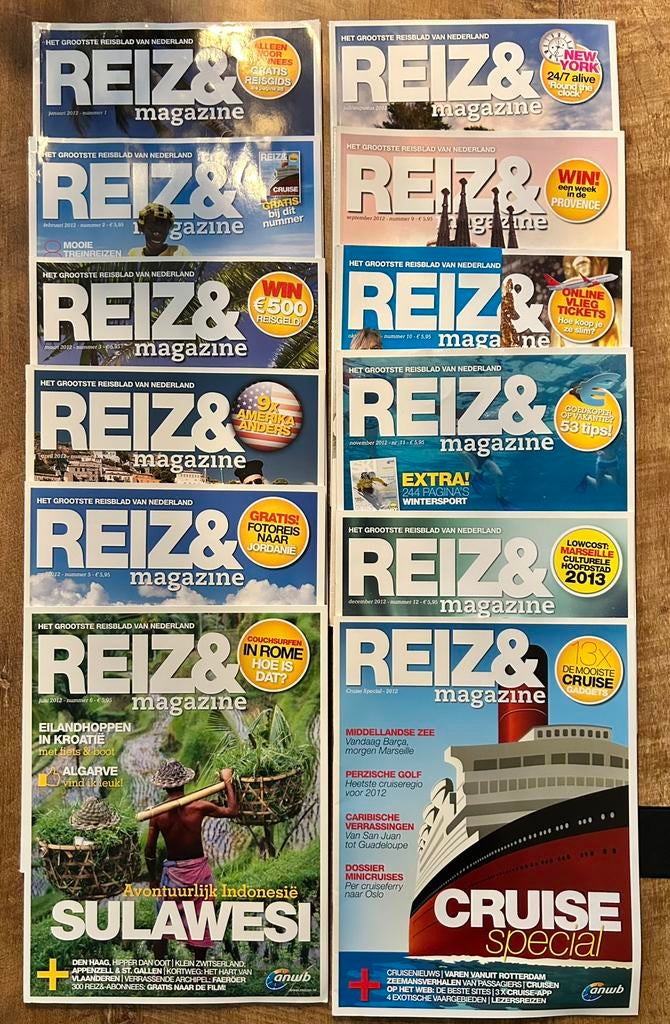 Reiz& Magazine ANWB, jaargang 2012, Boeken, Tijdschriften en Kranten, Ophalen of Verzenden, Zo goed als nieuw, Sport en Vrije tijd