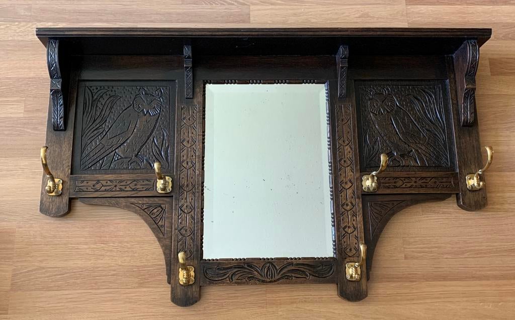 Antieke kapstok met messing haken, Gebruikt, Minder dan 100 cm, Metaal, Ophalen