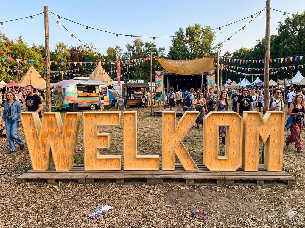 Houten Letters met ledverlichting - te huur/te koop WELKOM, Hobby en Vrije tijd, Feestartikelen | Verhuur, Ophalen, Nieuw, Geboorte of Huwelijk