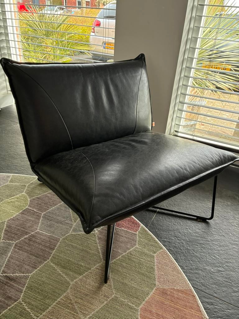 Stoel fauteuil Jess design model Earl, Ophalen, Minder dan 75 cm, Leer, Zo goed als nieuw
