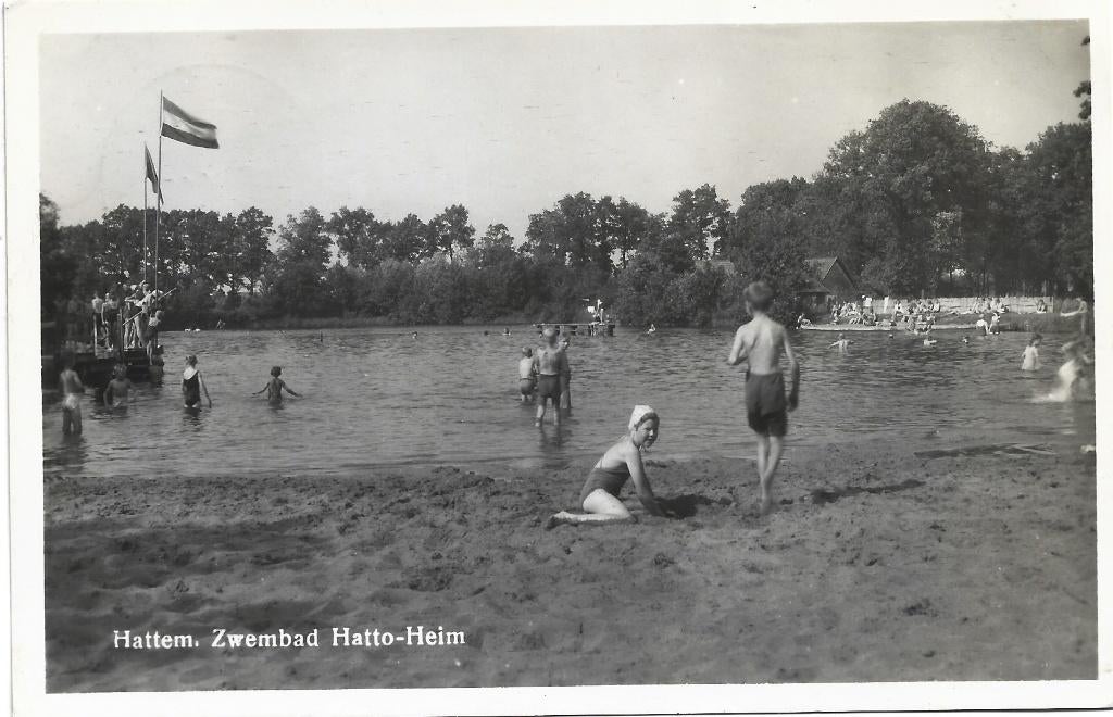 Hattem;  Zwembad Hatto-Heim, Verzenden, 1940 tot 1960, Gelopen, Gelderland