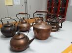 Partij van 6 antieke koperen ketels, Ophalen of Verzenden