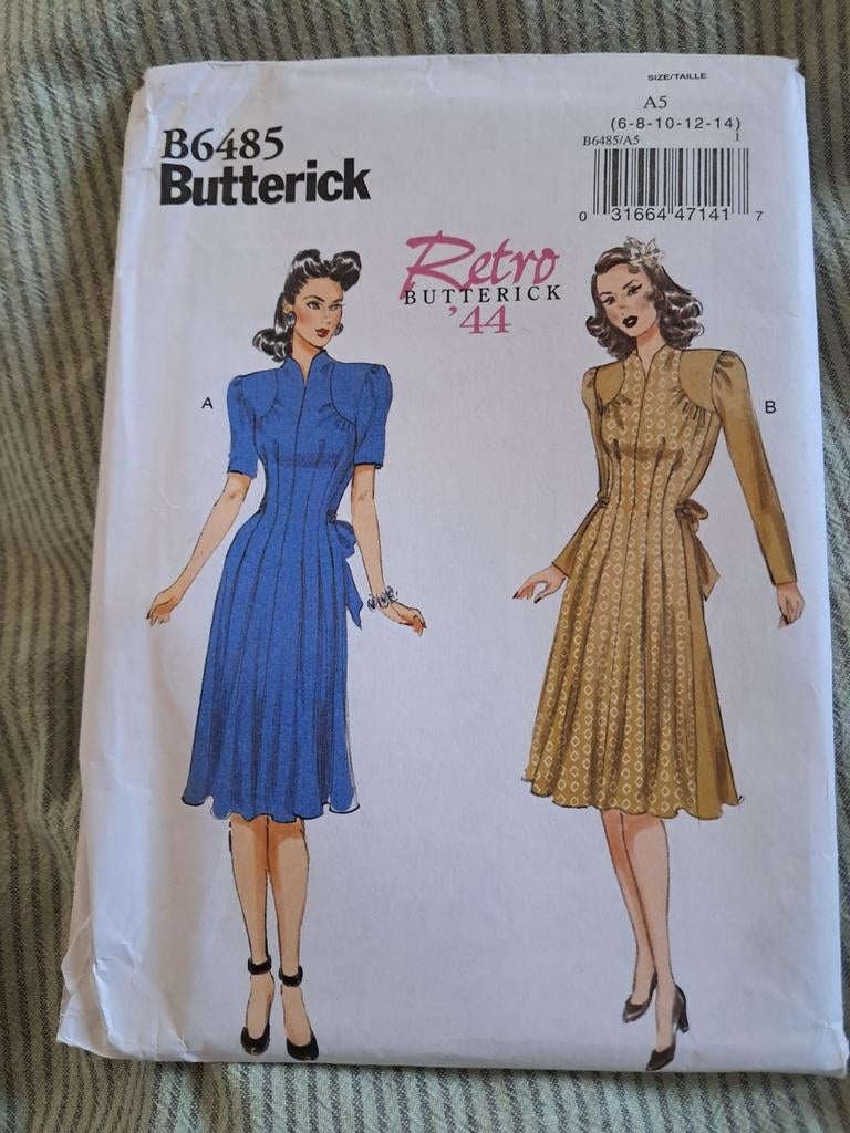 Butterick 6485 naaipatroon voor retro 40s jurk, Ophalen of Verzenden, Zo goed als nieuw, Vrouw, Overige merken