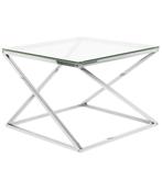Bijzet tafel zilver glas, Minder dan 55 cm, Vierkant, Ophalen, 45 tot 60 cm