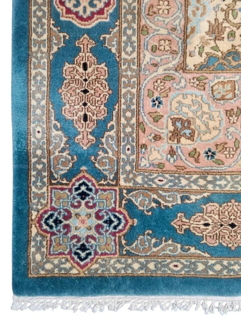 Handmade oriental wool Kirman carpet light blue 175x235cm, Persian Perzisch vintage oosters hype, Gebruikt, Crème, HYPE POP-UP