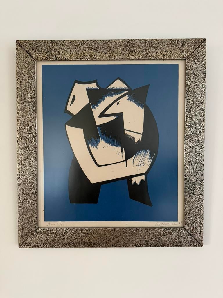 Wobbe Alkema - Zeldzame Linosnede - Handgesigneerd - opl. 50, Antiek en Kunst, Ophalen of Verzenden