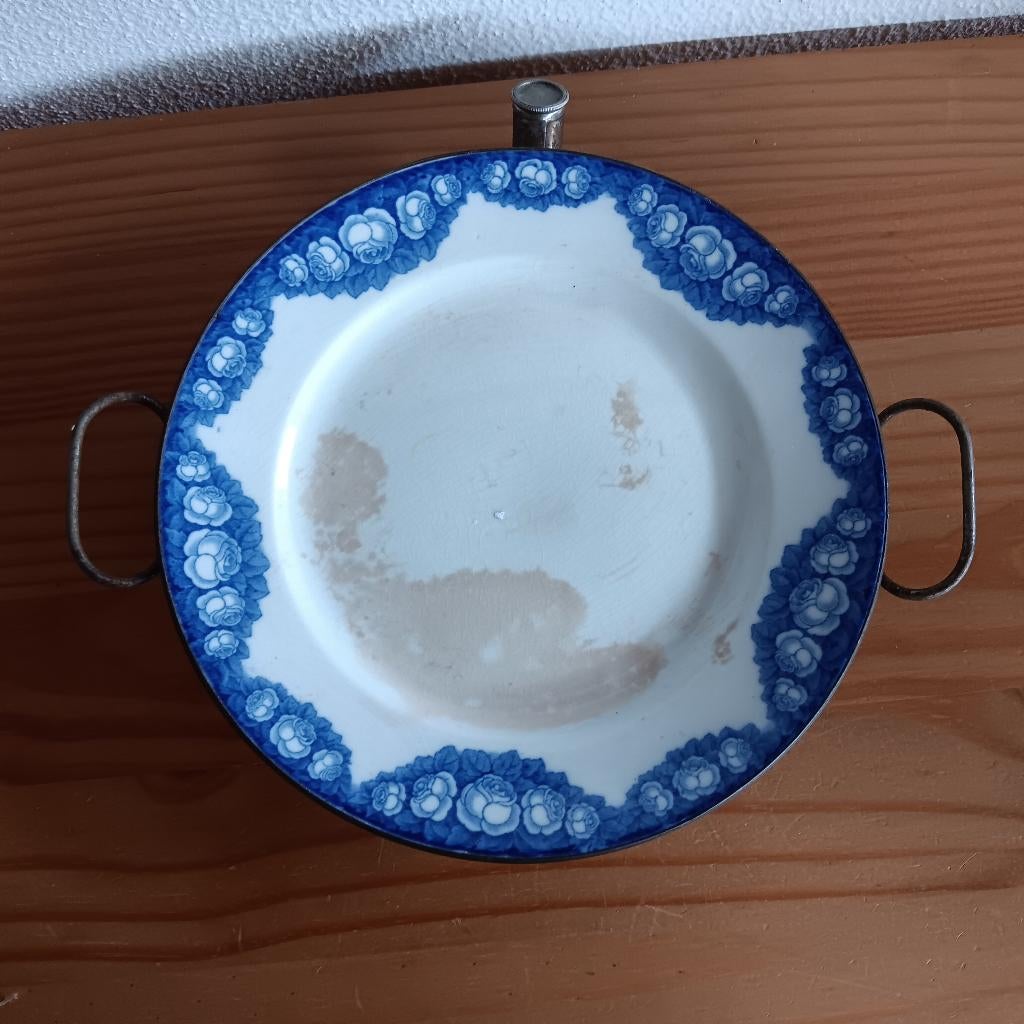 Warmhoudbord, Gudrun servies, Claudia Schiffer, blauwe rozen, Ophalen of Verzenden